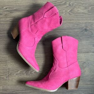 Pink Suede Ankle Boots